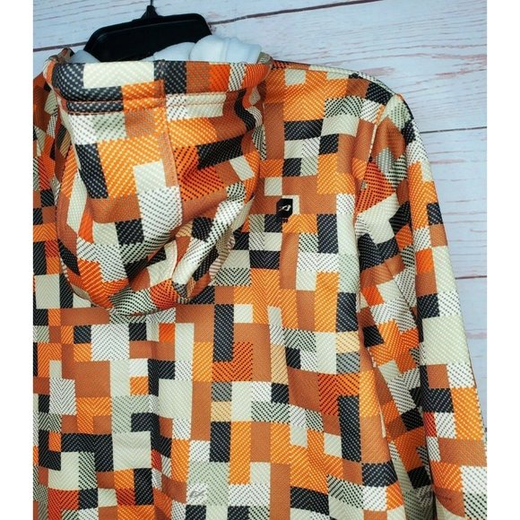 Rare Orage Color Block Full Zip Extra Small Unisex Hooded Drawstring Sweater - Picture 8 of 12